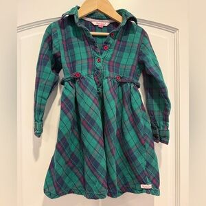 Kids Ruffle Butts Plaid Button-Front Dress Green & Navy size 5